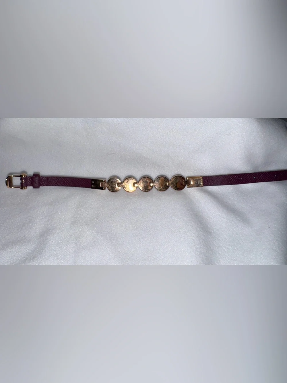 Henri Bendel Rose Gold Buckle Bracelet with Deep Purple Crystal Beads
